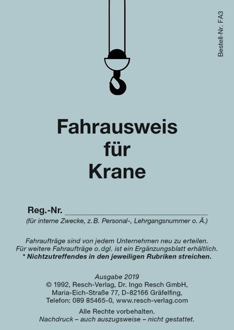 In Deutschland anerkannter Fahrausweis für Krane